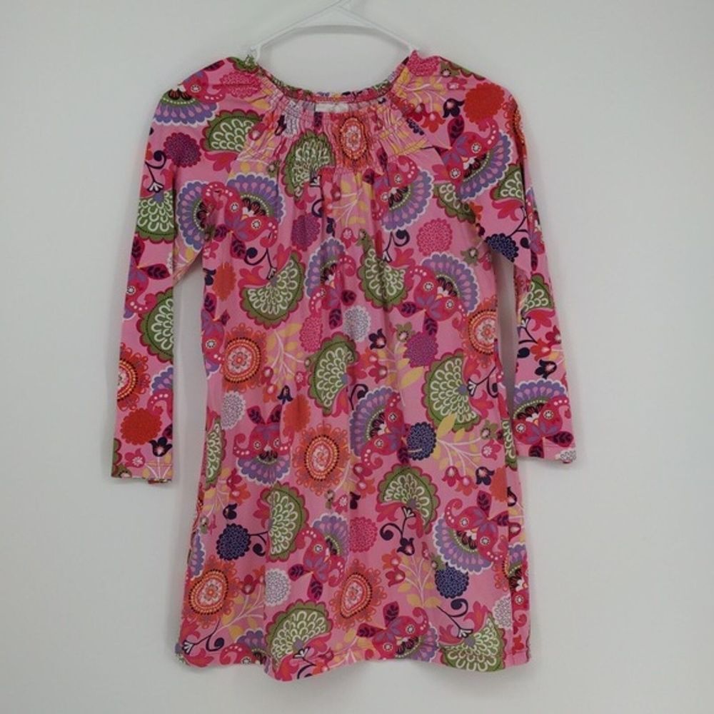 hanna Andersson Girl's Dress Size 140 Size 10‎ Pink Floral Paisley Long Sleeve